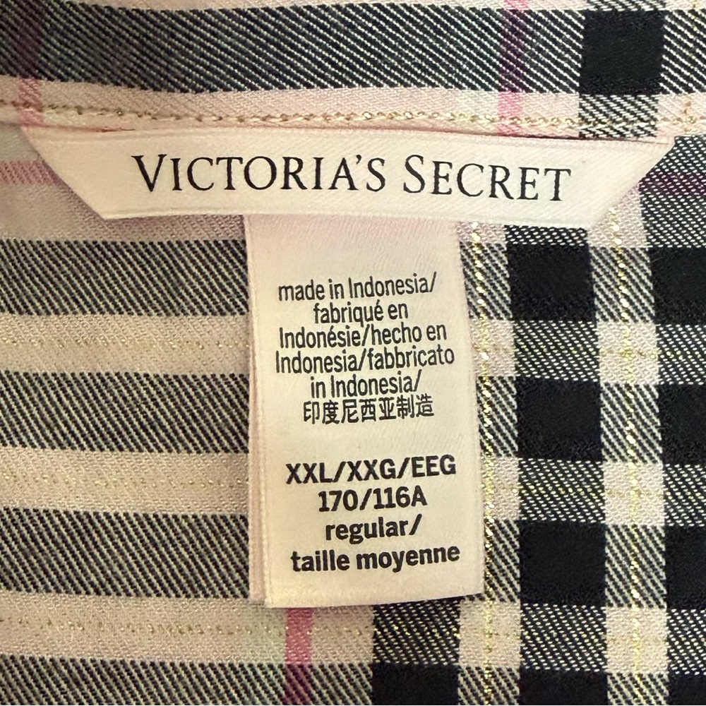 Victoria's Secret Pink Plaid Cotton Flannel Long Pajama Set Relaxed Fit XXL - Picture 8 of 11